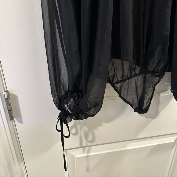 Victoria's Secret Very Sexy Chiffon Long Sleeve Teddy Bodysuit in Black - Picture 3 of 7